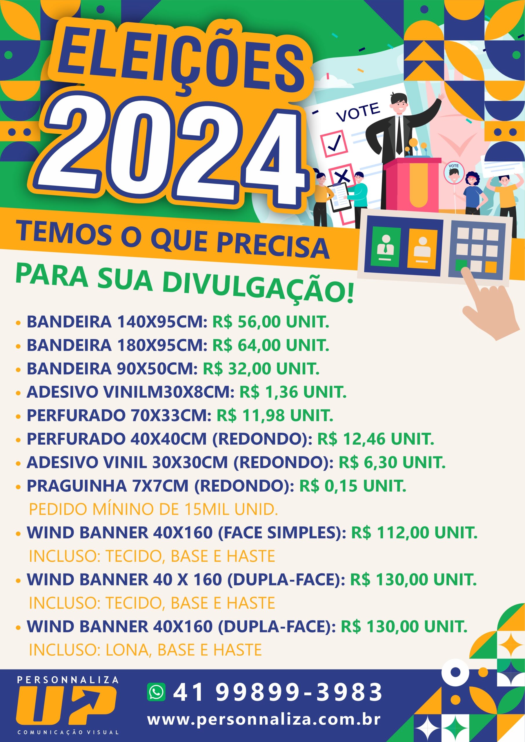 Campanha de produtos voltados para as eleições 2024.